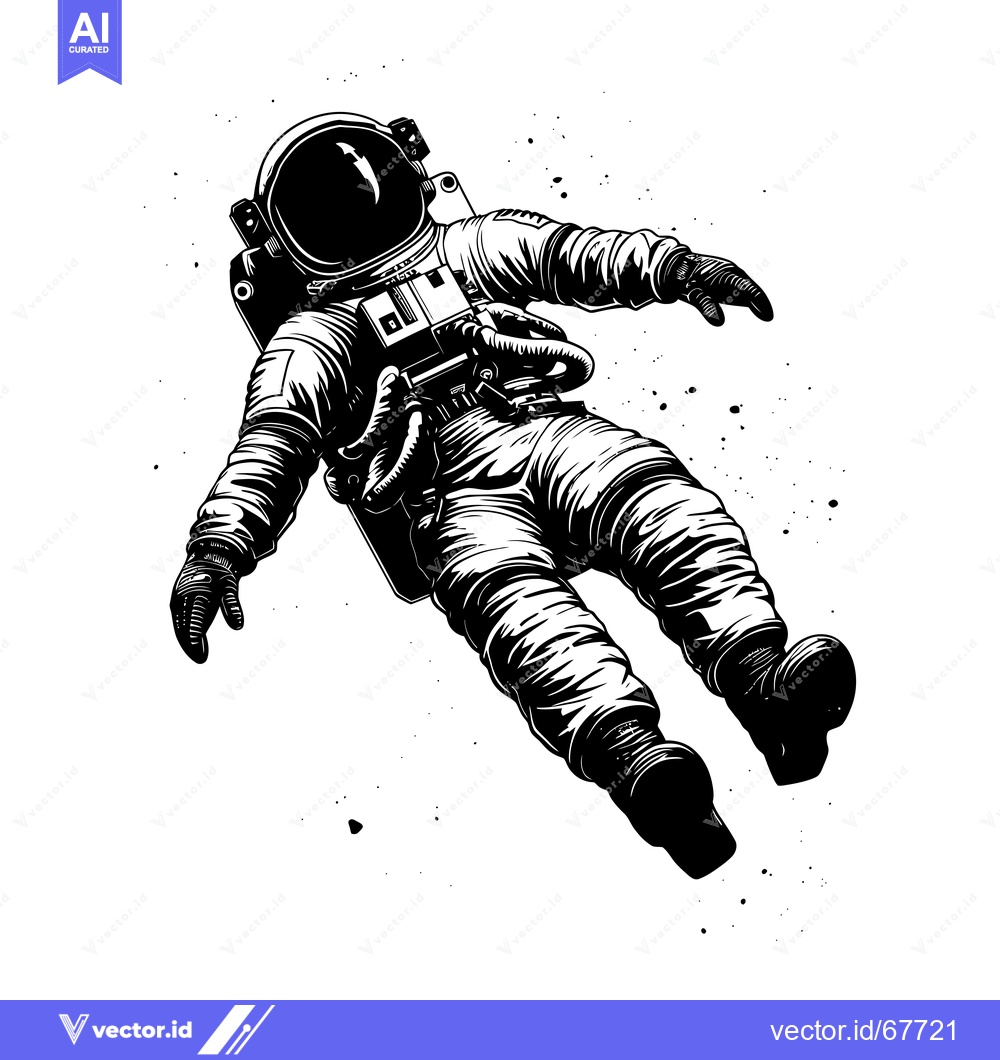 Premium Vector dari Astronaut Floating in Space with Helmet and Suit