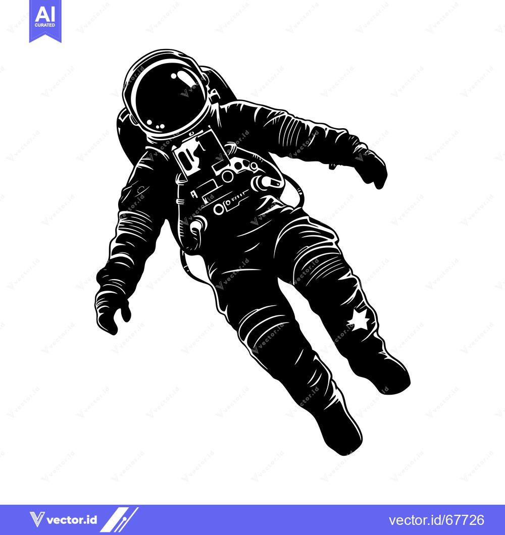 Premium Vector of Silhouette of an Astronaut Floating in Space