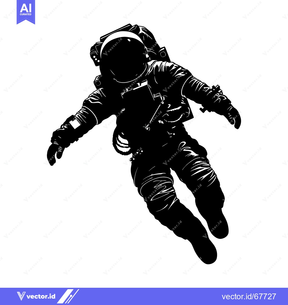 Premium Vector dari Silhouette of an astronaut floating in space