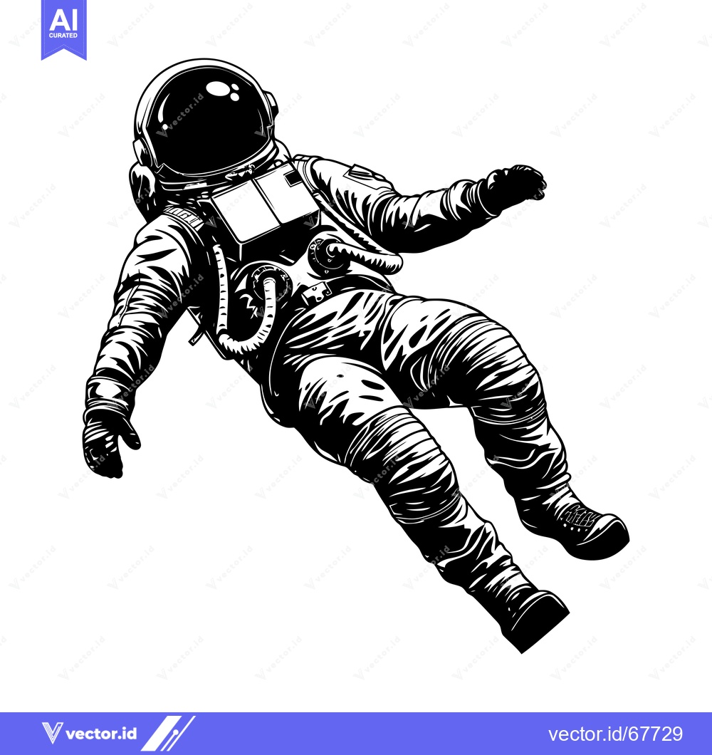 Premium Vector dari Astronaut in Space Suit Floating Weightlessly
