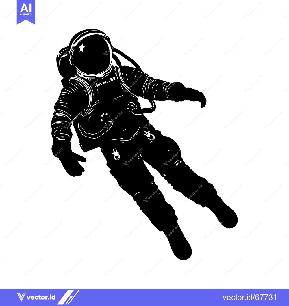 Premium Vector of Silhouette of an astronaut floating in space