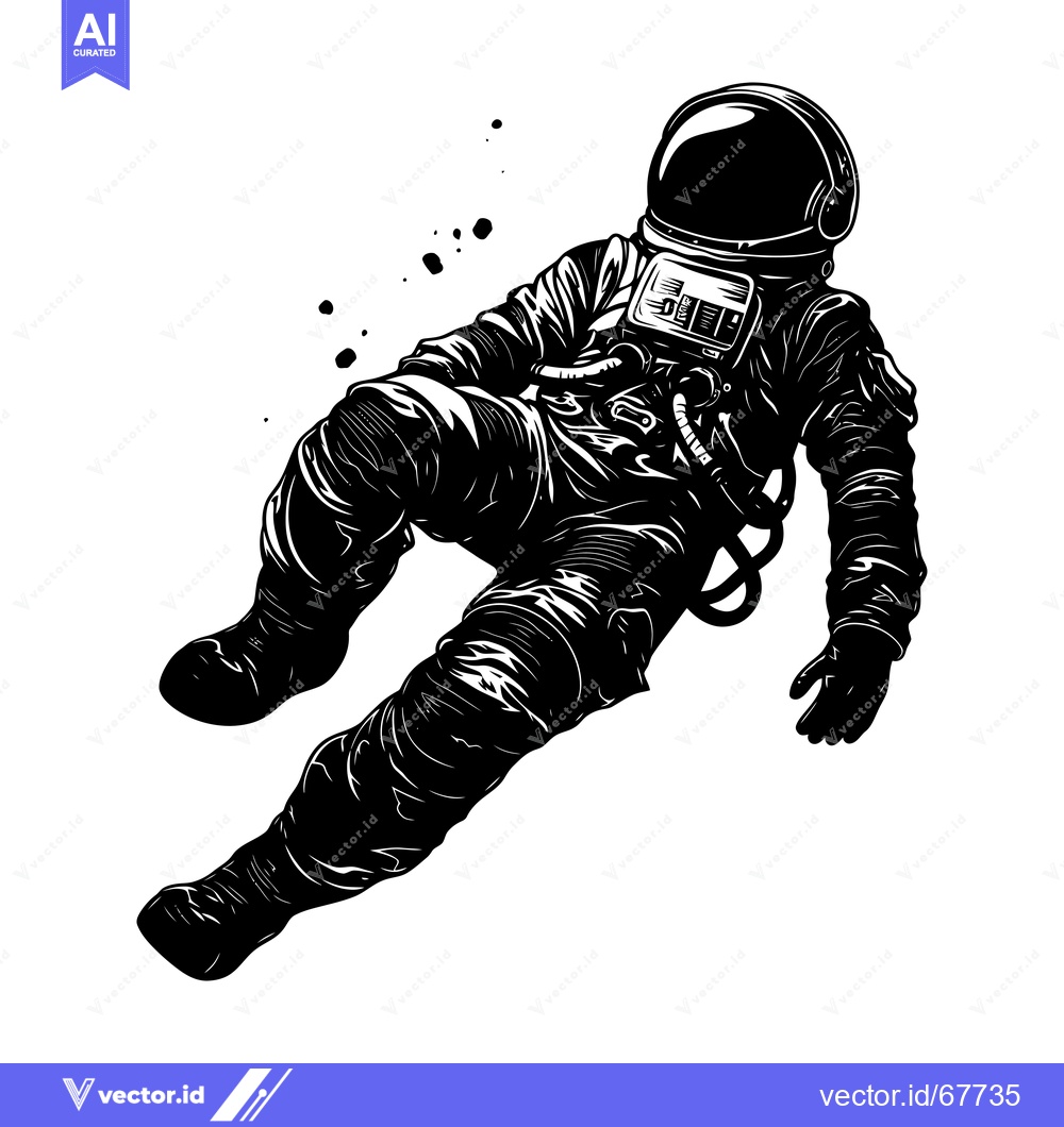 Premium Vector dari Silhouette of an Astronaut Floating in Space