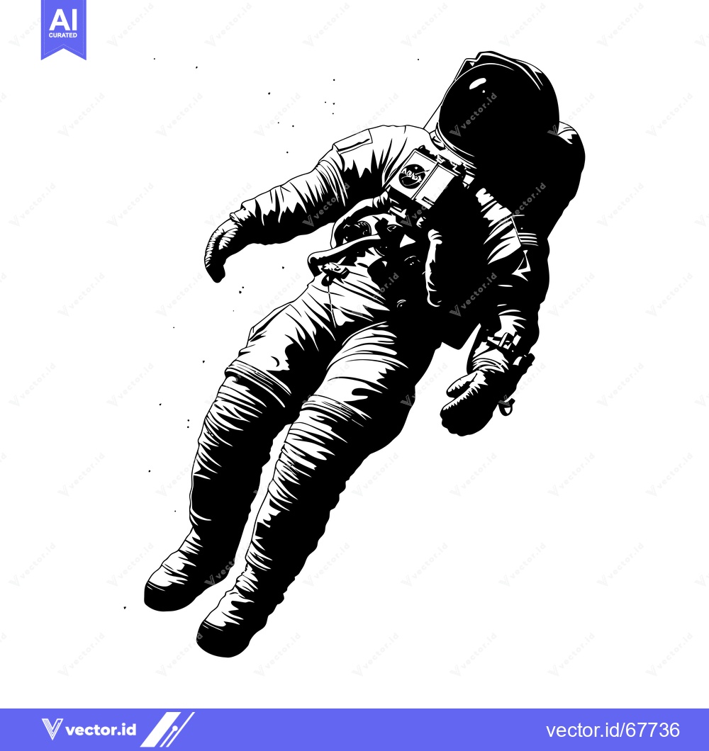 Premium Vector dari A Black and White Illustration of an Astronaut Floating in Space