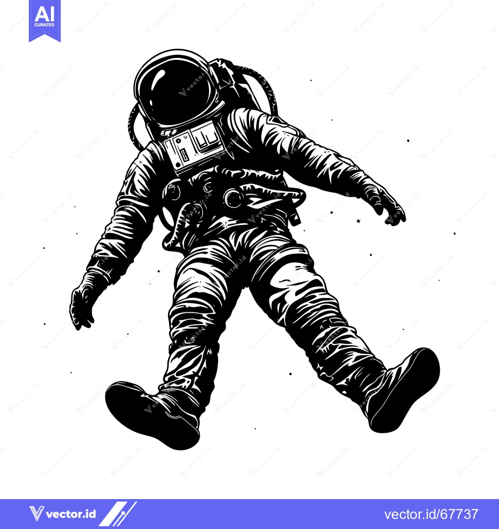 Premium Vector dari A Silhouetted Astronaut Floating in Space
