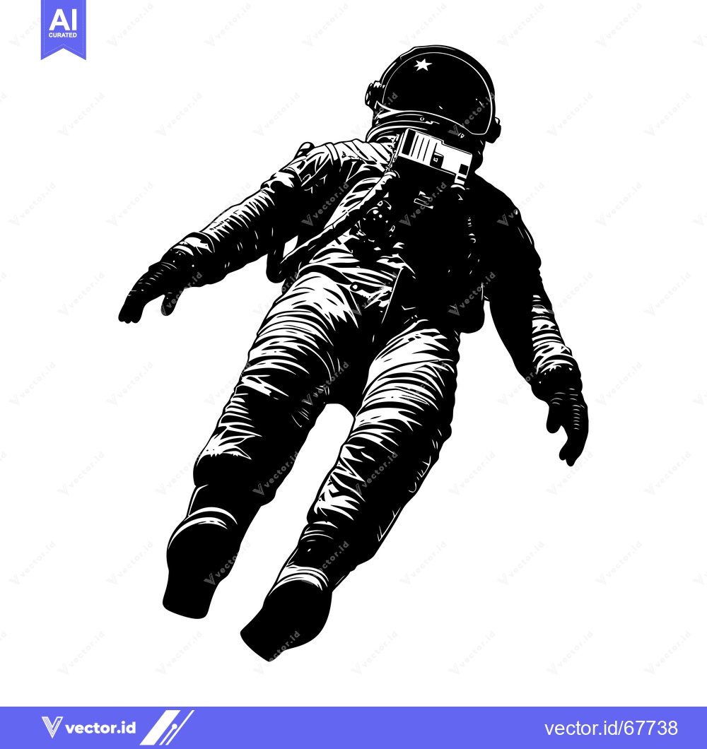 Premium Vector of A Silhouette of an Astronaut Floating in Space
