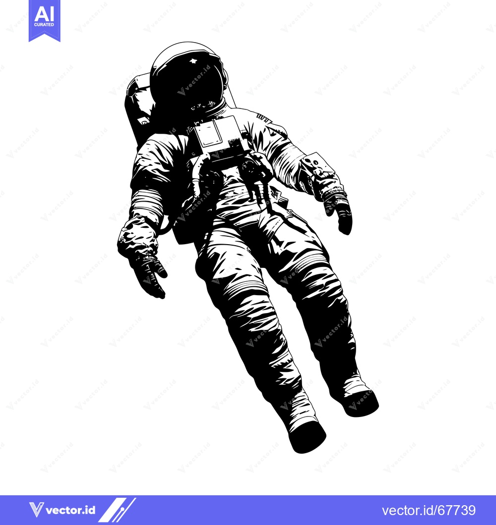 Premium Vector dari Astronaut Floating in Space with Backpack and Helmet