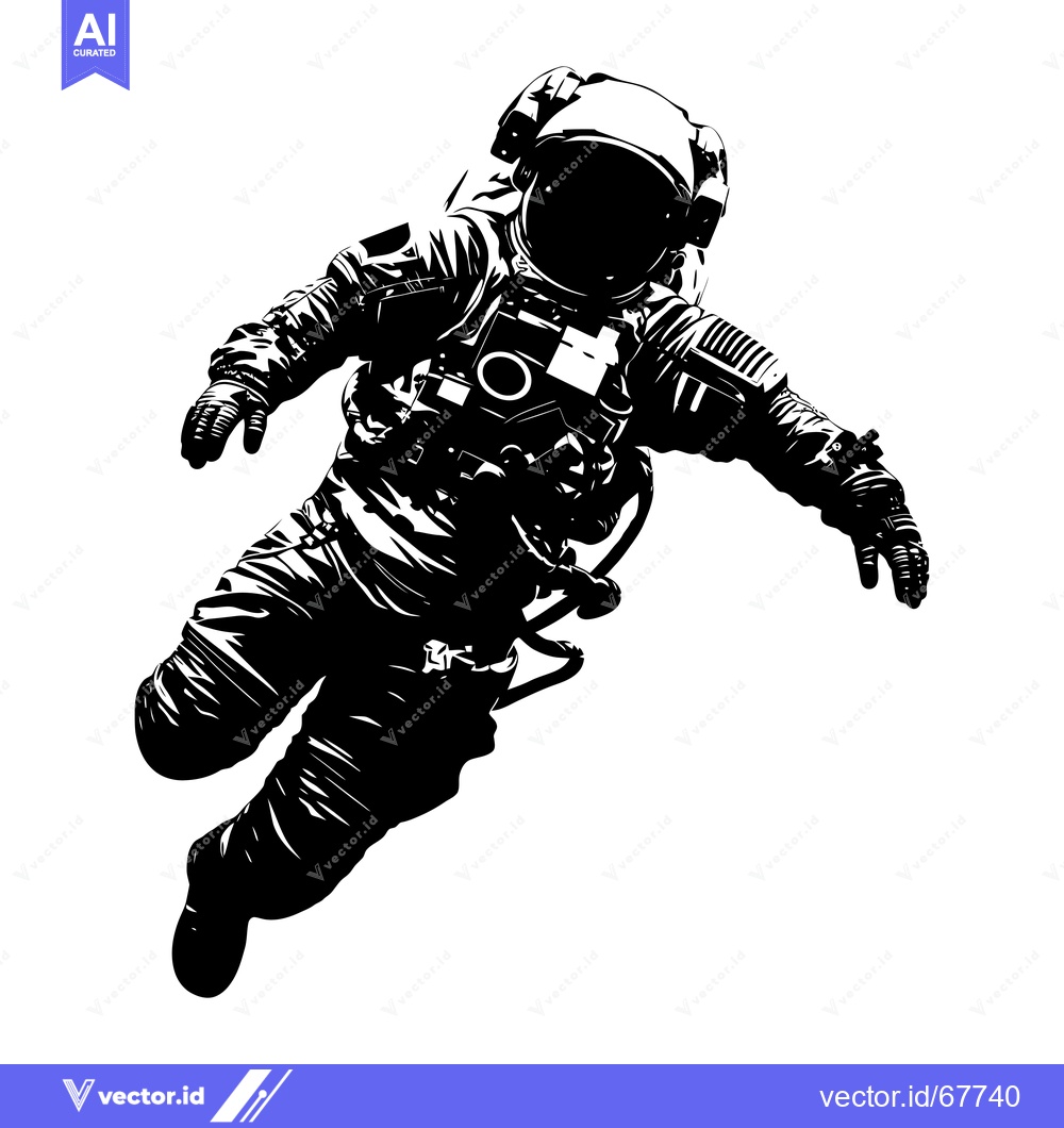 Premium Vector dari Silhouette of an astronaut floating in space