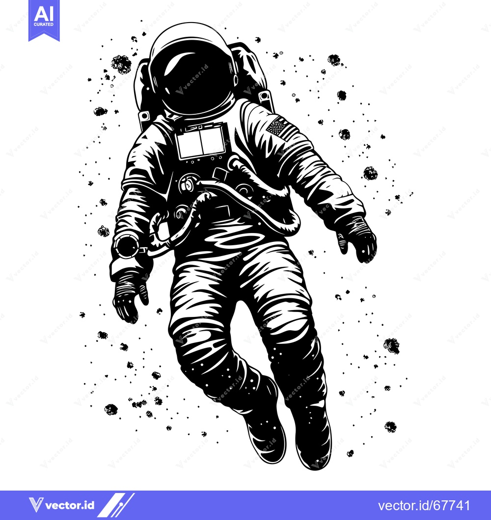 Premium Vector of Astronaut Floating in Space with Stars and Debris Surrounding Him