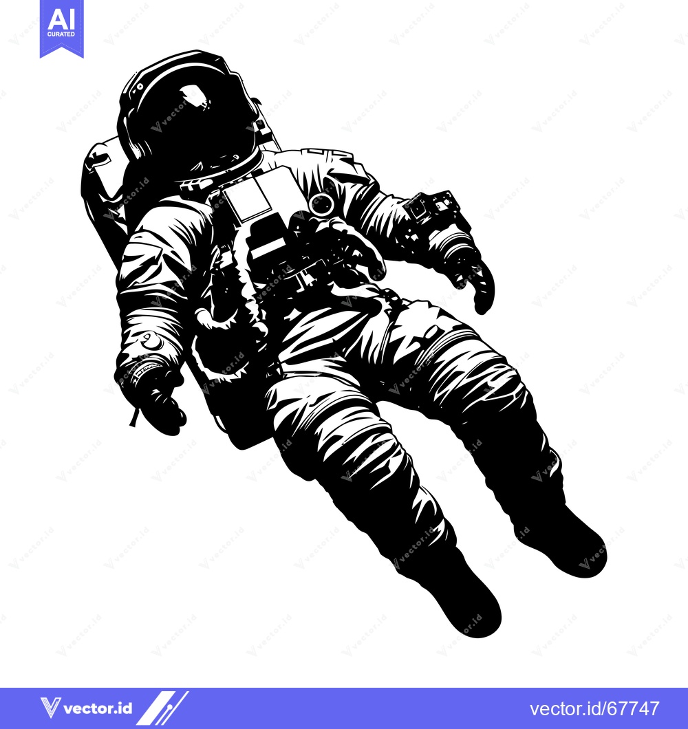 Premium Vector dari A Black and White Illustration of an Astronaut Floating in Space