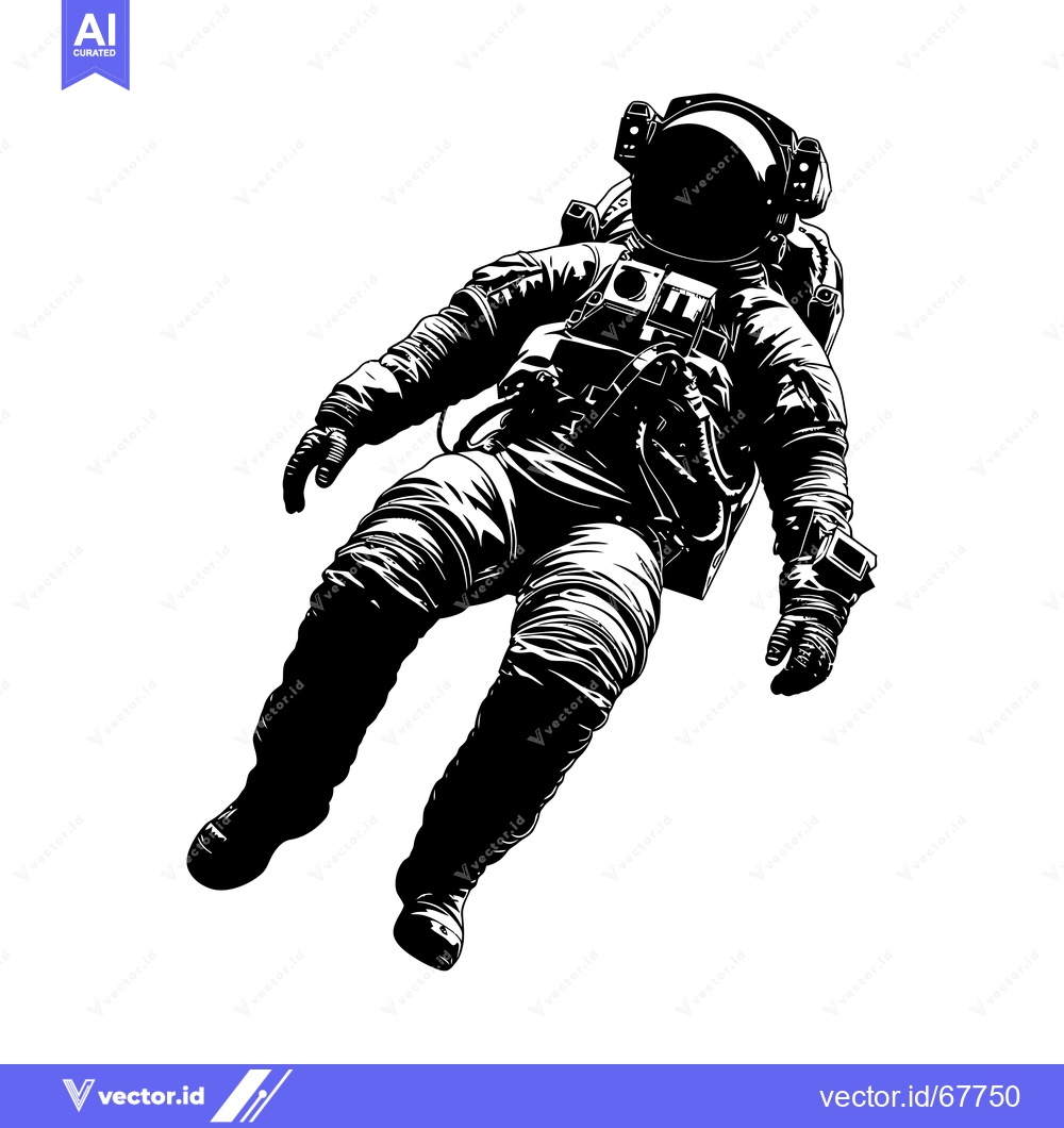 Premium Vector dari Silhouette of an Astronaut Floating in Space