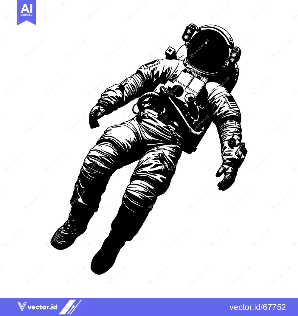 Premium Vector of A Silhouette of an Astronaut Floating in Space