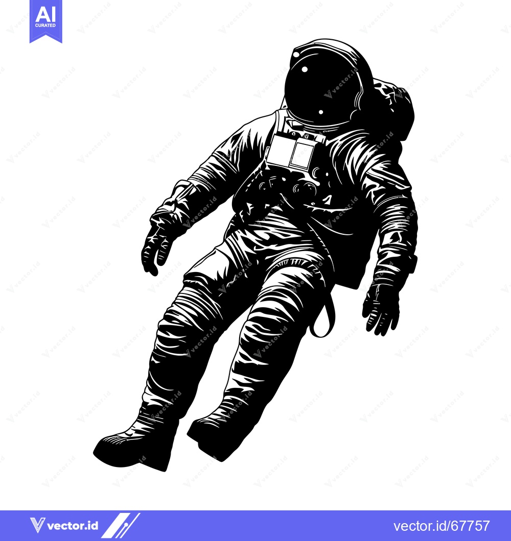 Premium Vector dari Astronaut Floating in Space, Silhouetted Against a White Background