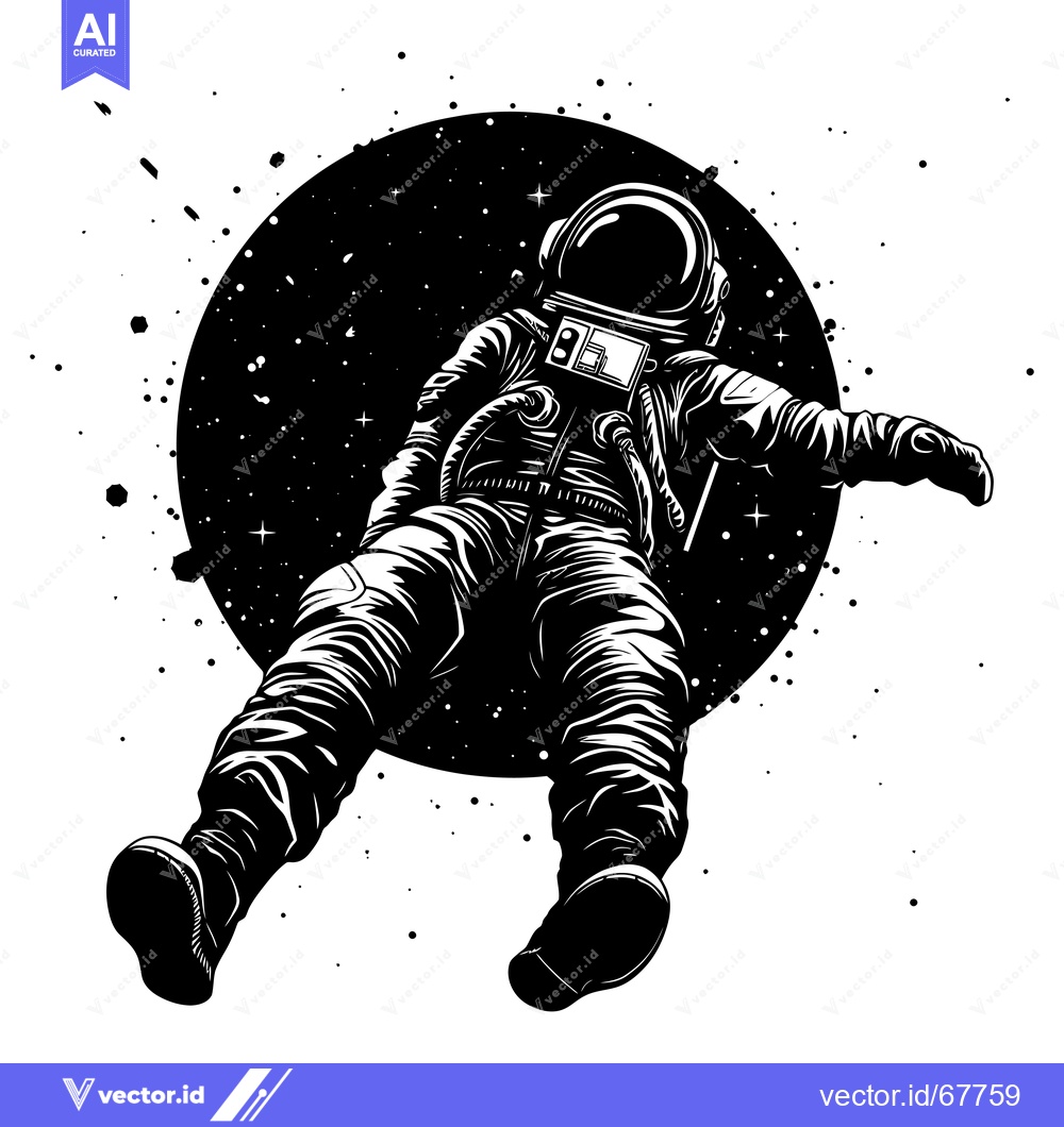 Premium Vector of An astronaut in a spacesuit floating in space against a black backgrou