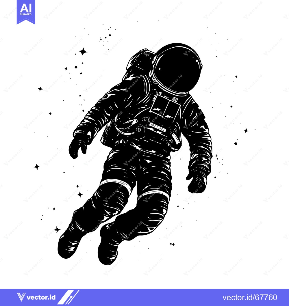 Premium Vector dari A Silhouette of an Astronaut Floating in Space Surrounded by Stars