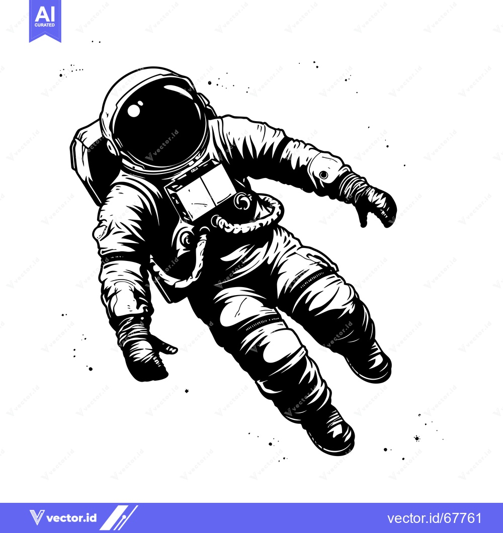 Premium Vector dari A Black and White Illustration of an Astronaut Floating in Space