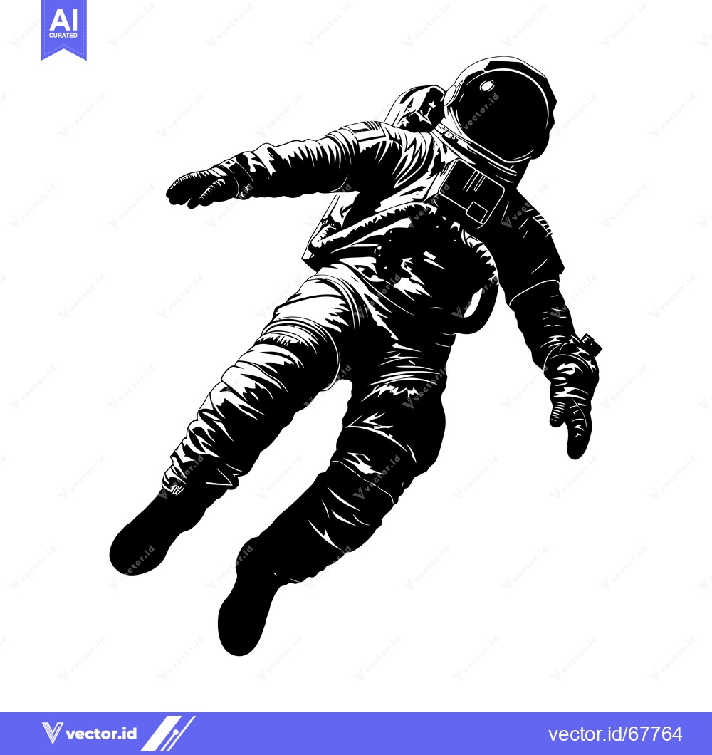 Premium Vector dari A Silhouette of an Astronaut Floating in Space