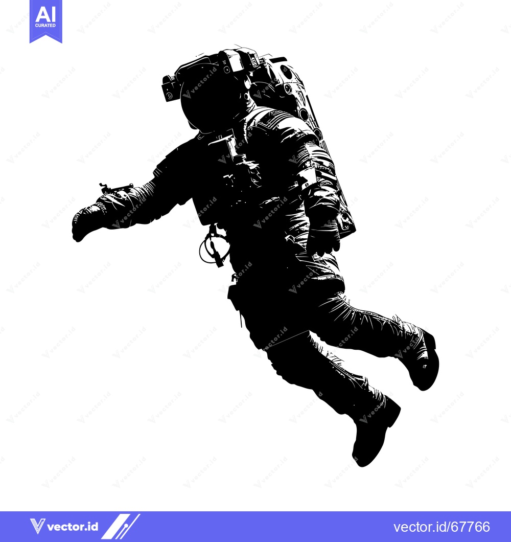 Premium Vector dari Silhouette of an Astronaut Floating in Space
