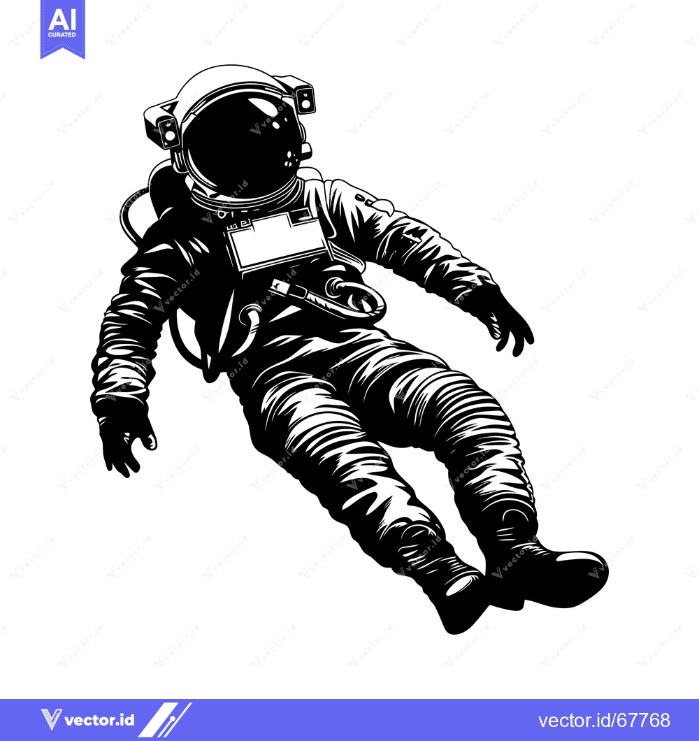 Premium Vector of A Silhouette of an Astronaut Floating in Space