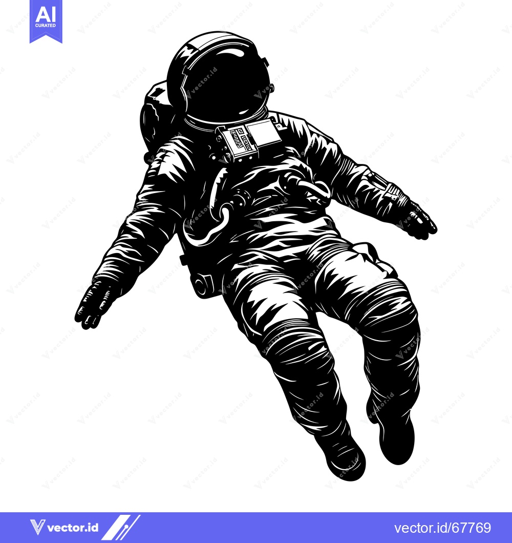 Premium Vector of Astronaut in Space Suit Floating in Zero Gravity