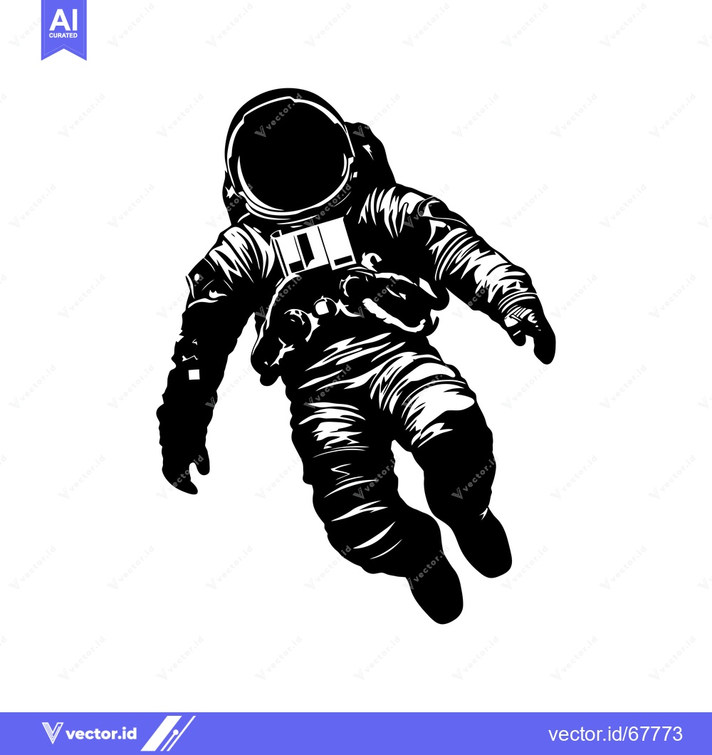 Premium Vector dari Astronaut Floating in Space, Silhouette Illustration