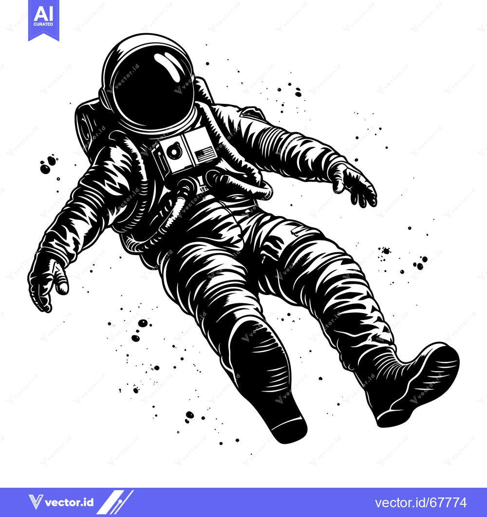 Premium Vector dari A Silhouette of an Astronaut Floating in Space