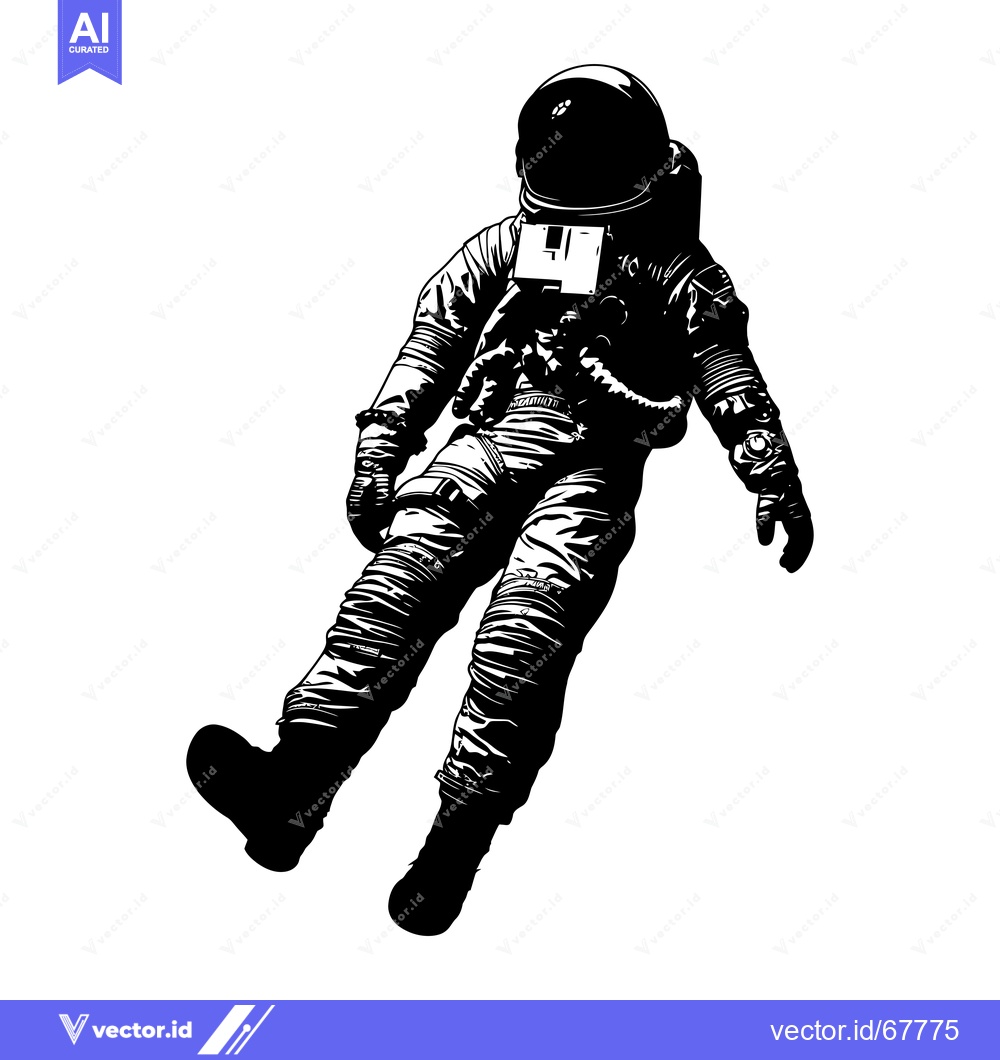 Premium Vector dari A Black and White Illustration of an Astronaut Floating in Space