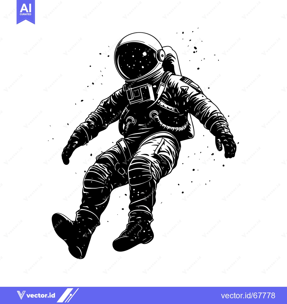 Premium Vector dari Astronaut Floating in Space with Stars Visible Through Helmet