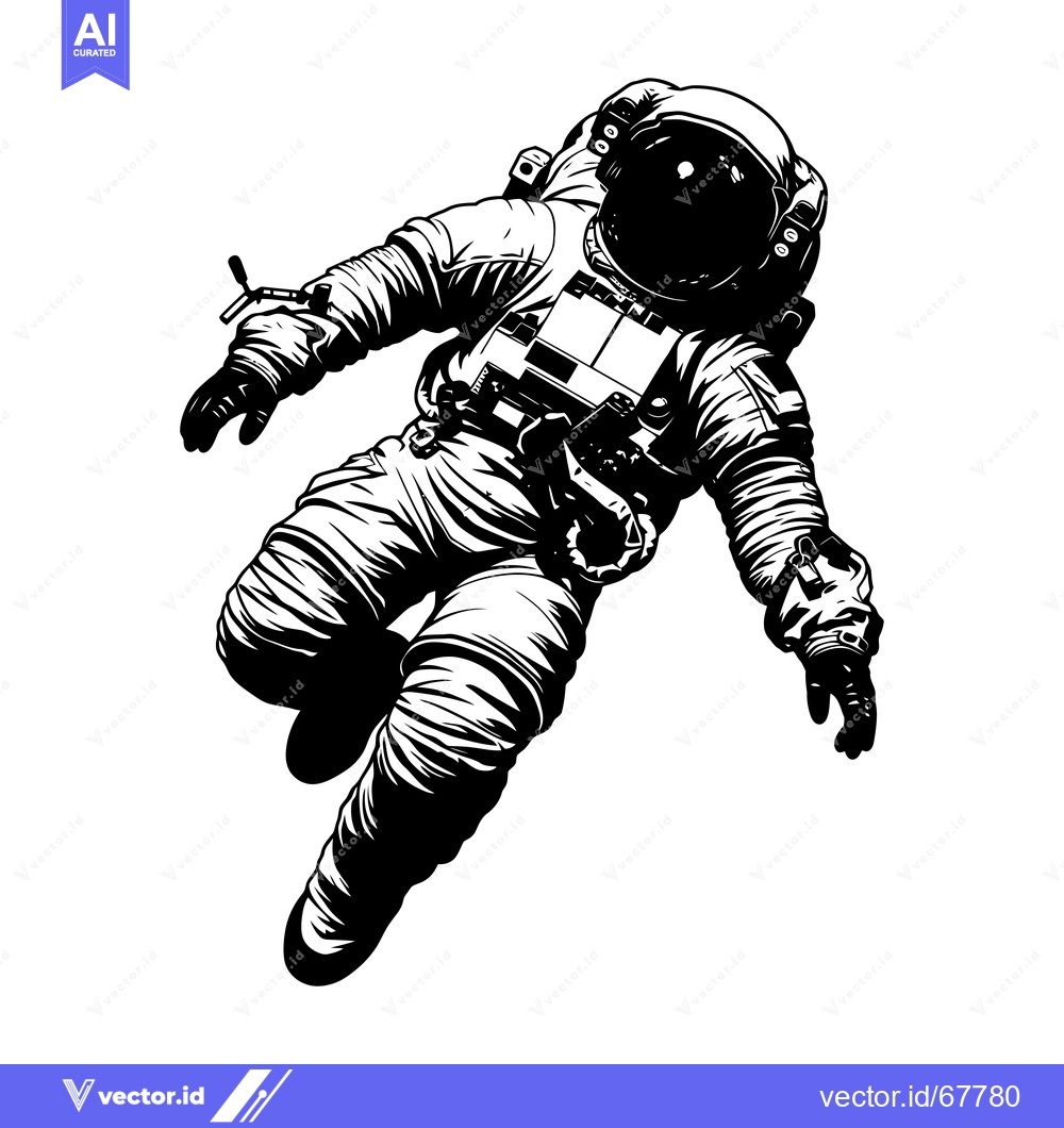 Premium Vector of Astronaut in Space Suit Floating in Zero Gravity