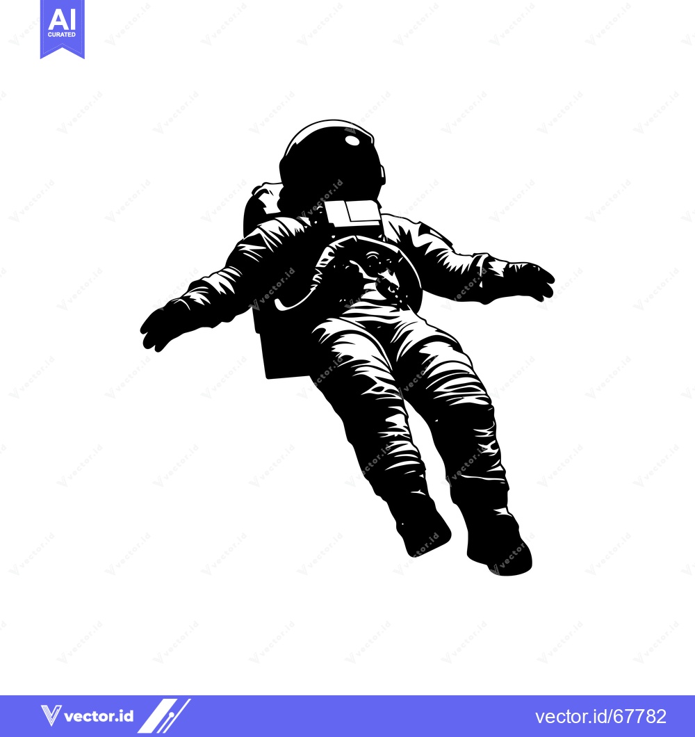 Premium Vector of A Silhouetted Astronaut Floating in Space