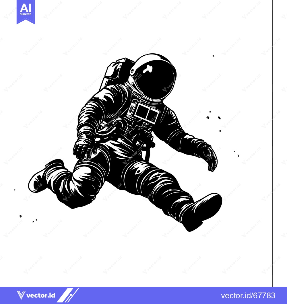 Premium Vector dari A Black and White Illustration of an Astronaut Floating in Space