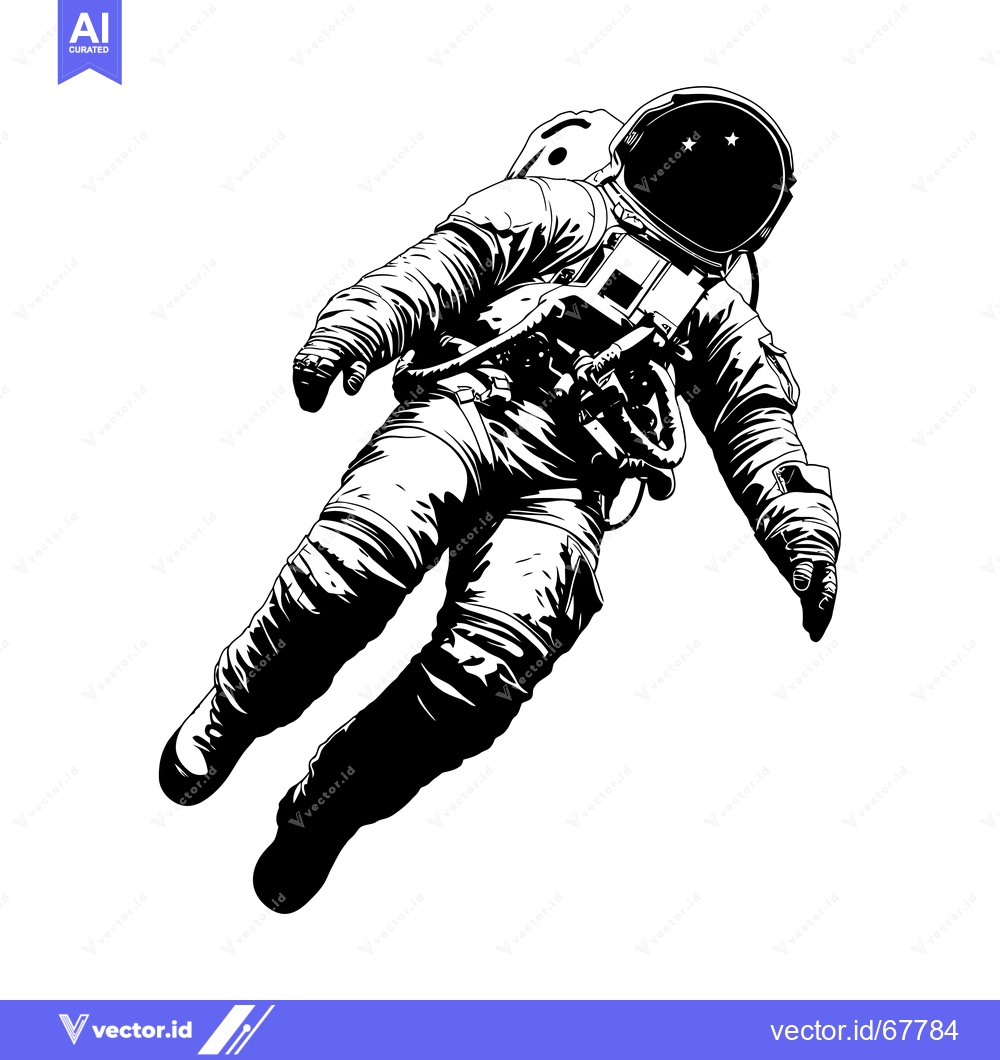 Premium Vector dari A Silhouette of an Astronaut Floating in Space