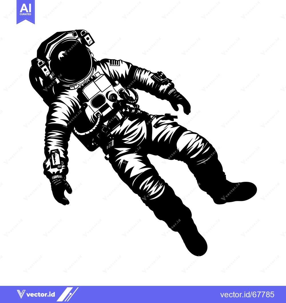 Premium Vector dari Astronaut Floating in Space in Black and White