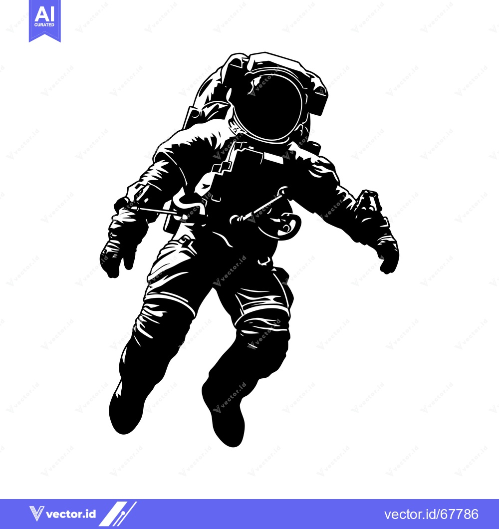 Premium Vector dari Silhouette of an Astronaut Floating in Space