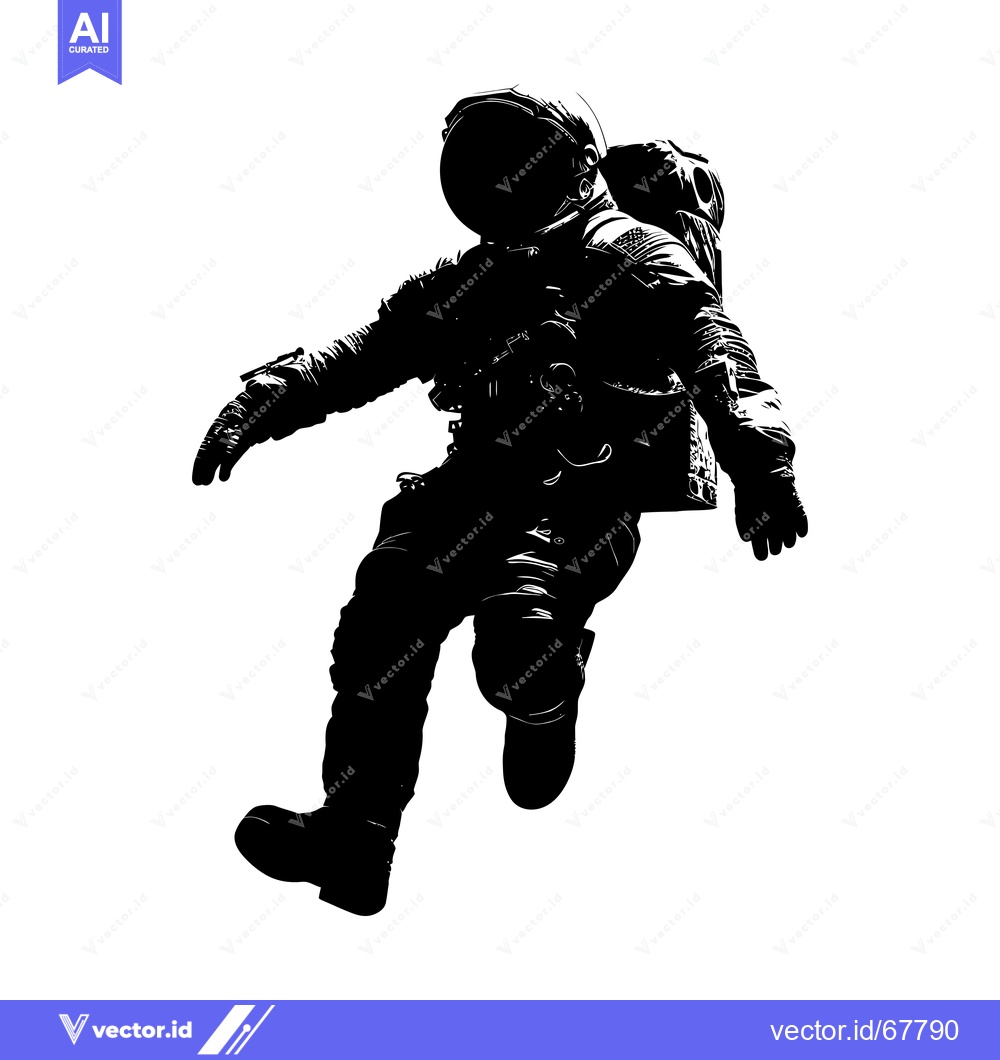 Premium Vector dari Silhouette of an astronaut floating in space