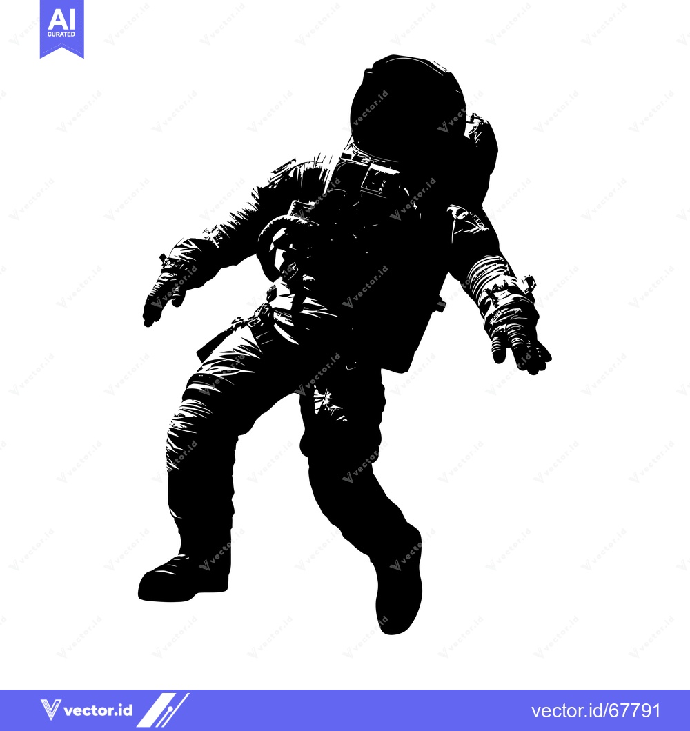 Premium Vector dari Silhouette of an astronaut floating in space