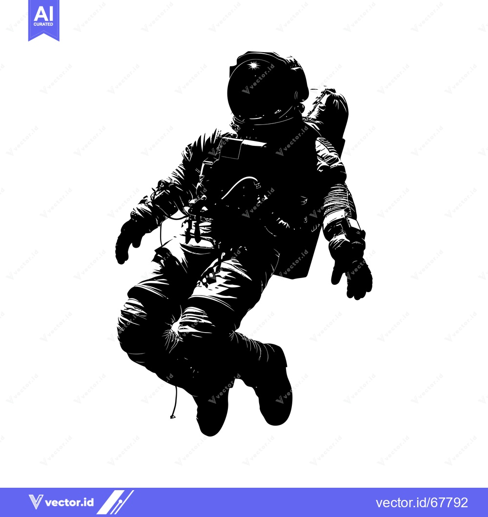 Premium Vector dari Silhouette of an Astronaut Floating in Space