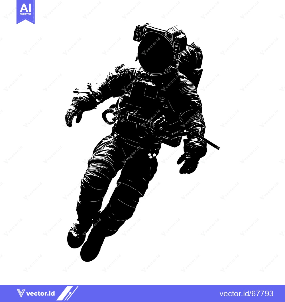 Premium Vector of A Silhouette of an Astronaut Floating in Space