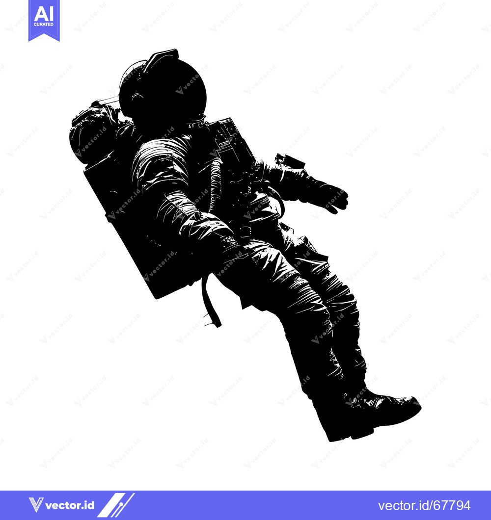 Premium Vector of Silhouette of an Astronaut Floating in Space