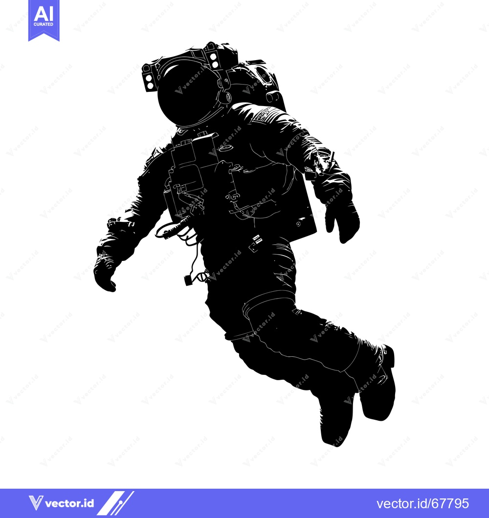 Premium Vector dari Silhouette of an Astronaut Floating in Space