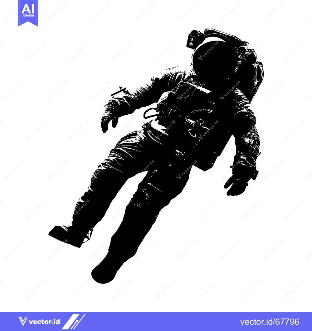 Premium Vector dari Silhouette of an Astronaut Floating in Space