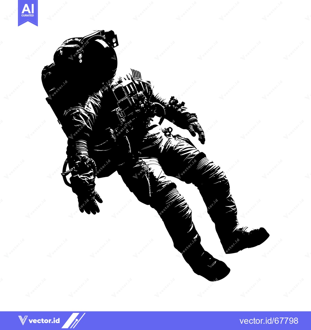 Premium Vector dari A Black and White Silhouette of an Astronaut Floating in Space