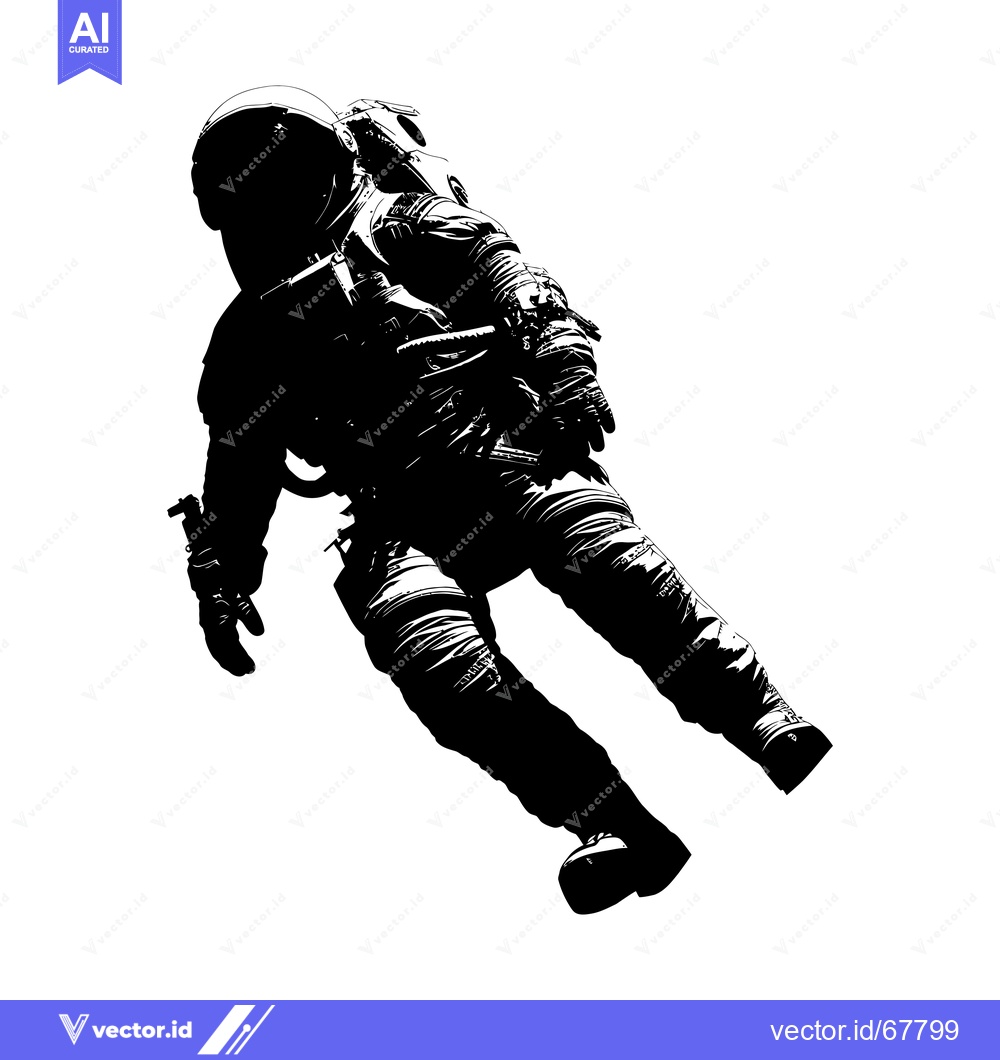 Premium Vector dari Silhouette of an Astronaut Floating in Space