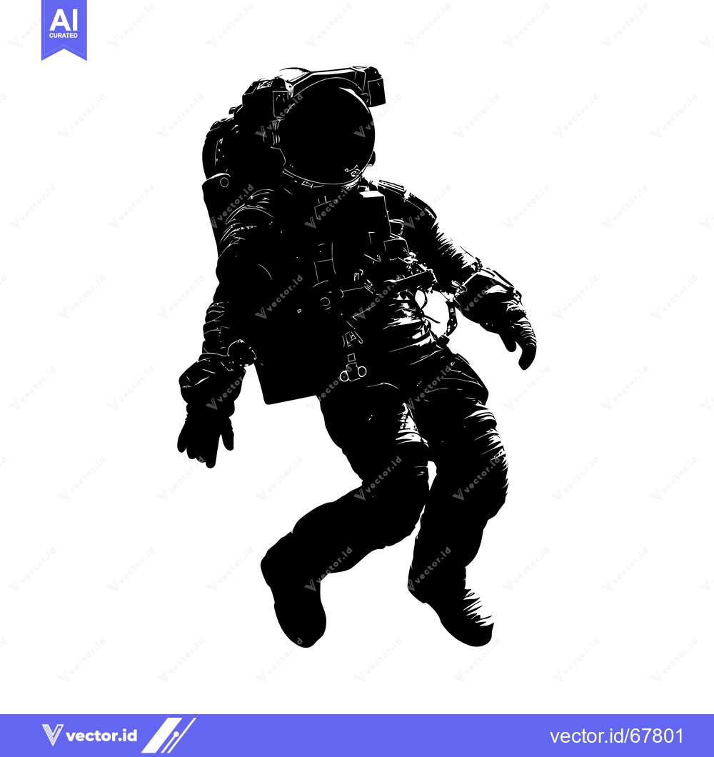 Premium Vector dari Silhouette of an Astronaut Floating in Space