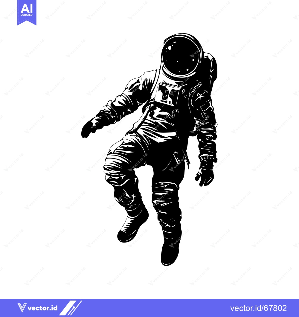 Premium Vector dari Silhouette of an astronaut floating in space with stars visible in his