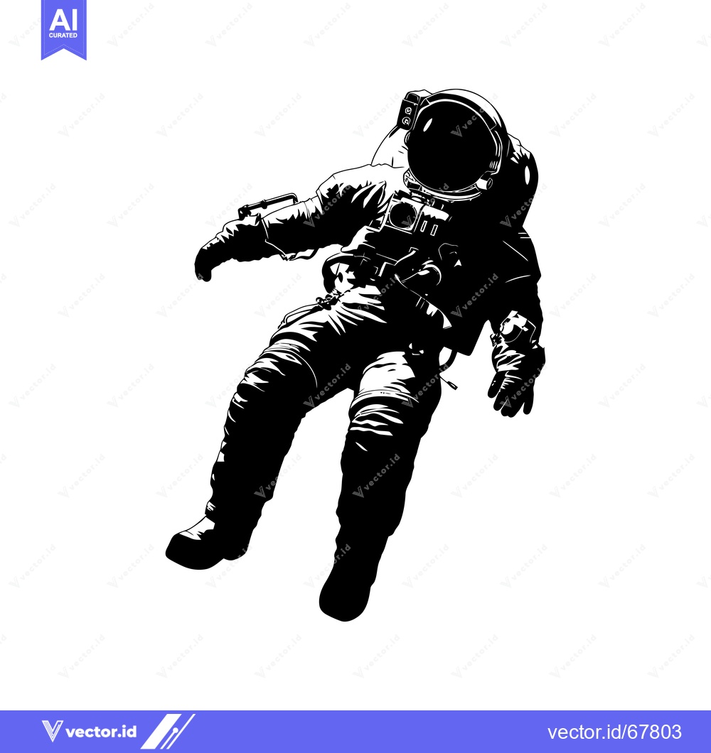 Premium Vector dari A Silhouette of an Astronaut Floating in Space
