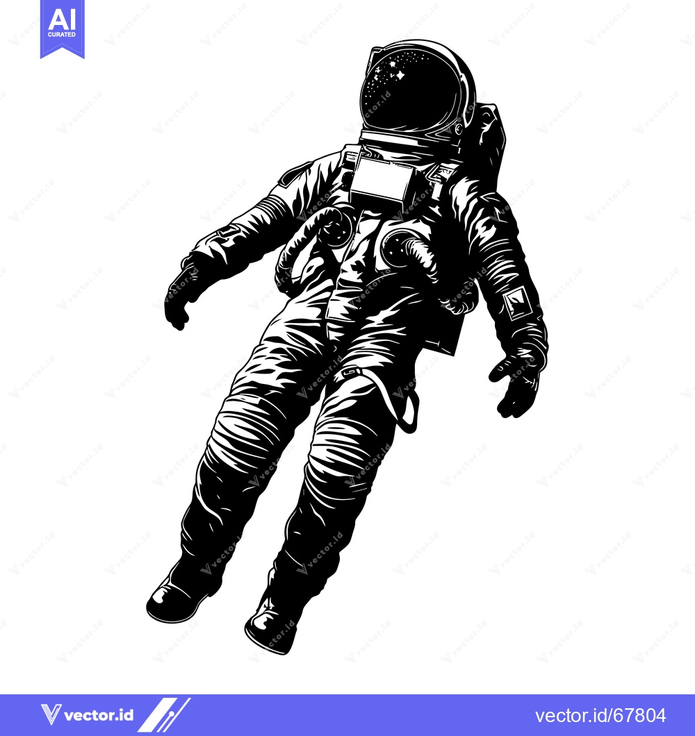 Premium Vector dari Astronaut Floating in Space with a Starry Helmet
