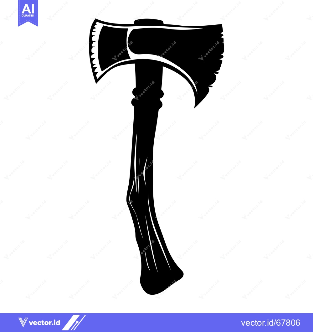 Premium Vector dari A black and white silhouette of a single-bladed axe