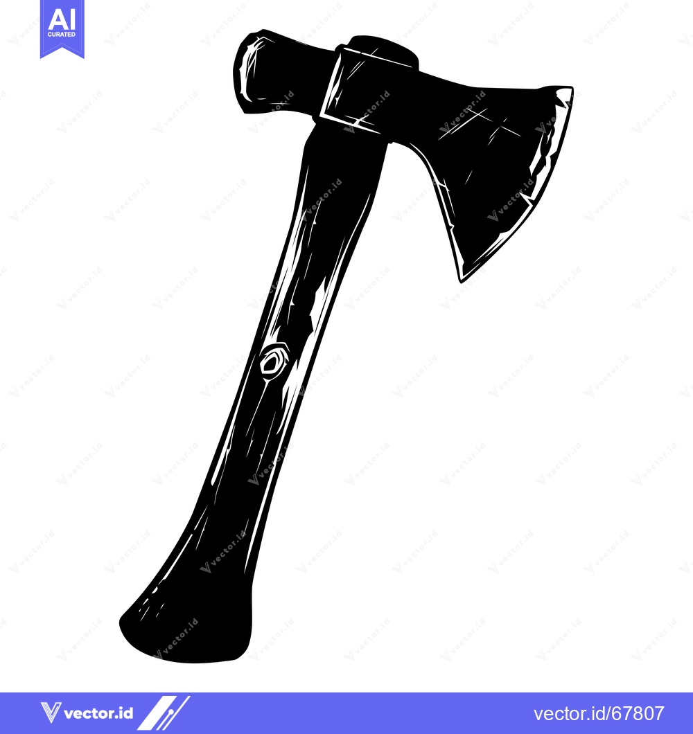 Premium Vector dari A black and white illustration of an axe, isolated on a white backgrou