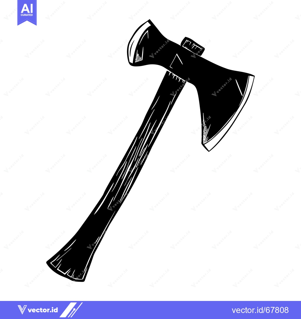 Premium Vector dari Black and White Hand-Drawn Illustration of an Axe