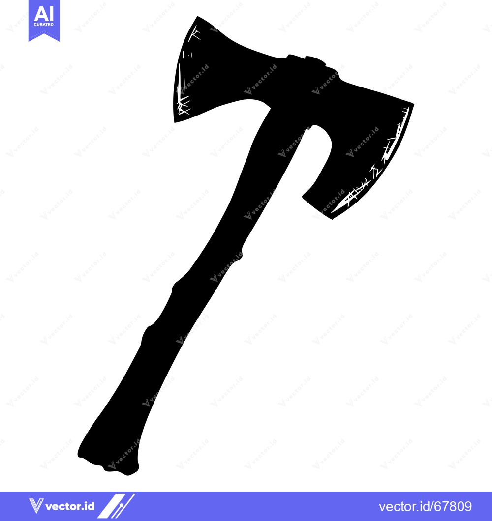 Premium Vector dari A Black and White Silhouette of an Axe